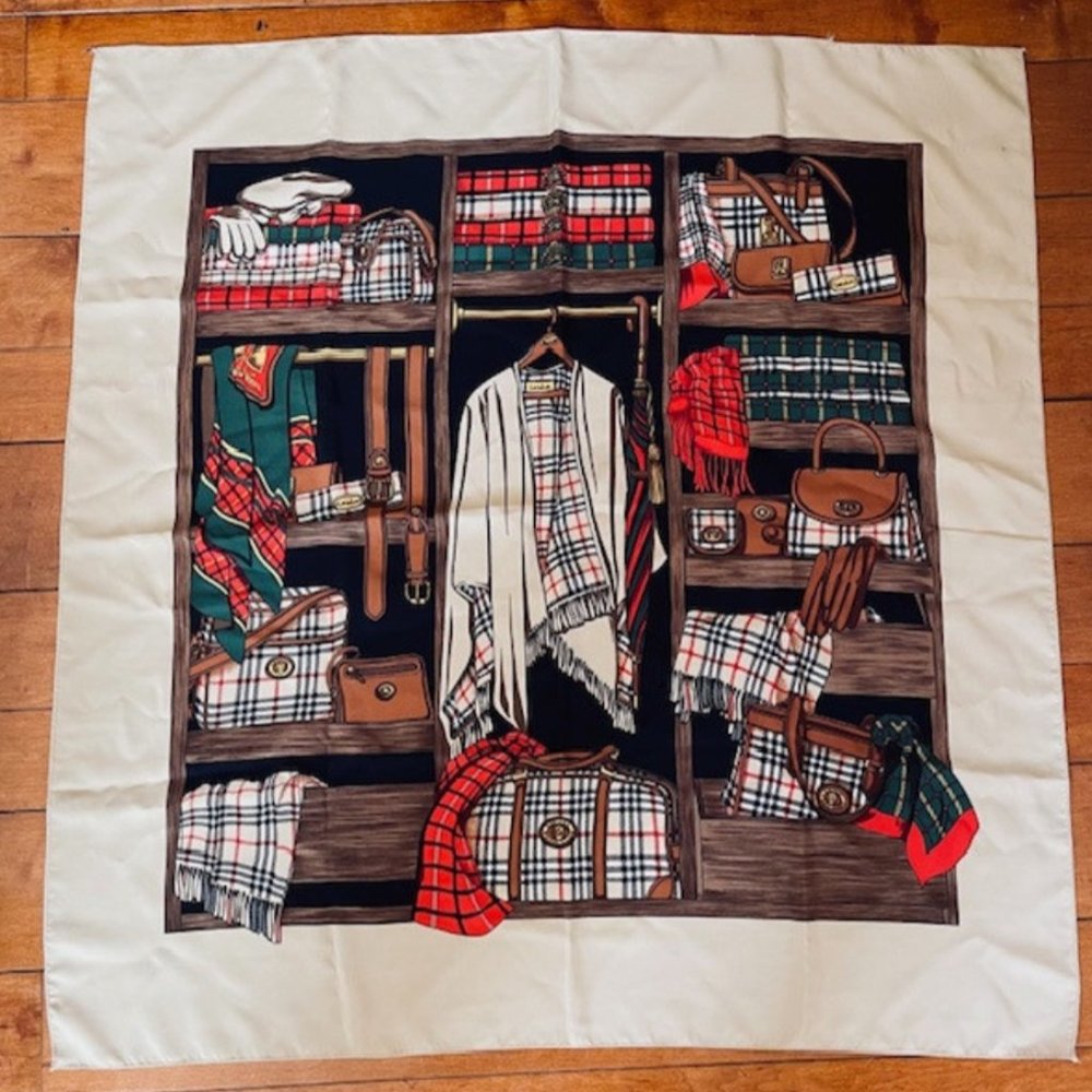 Burberrys Of London Nova Check Multicolor Square Bandana/Scarf  NWOT